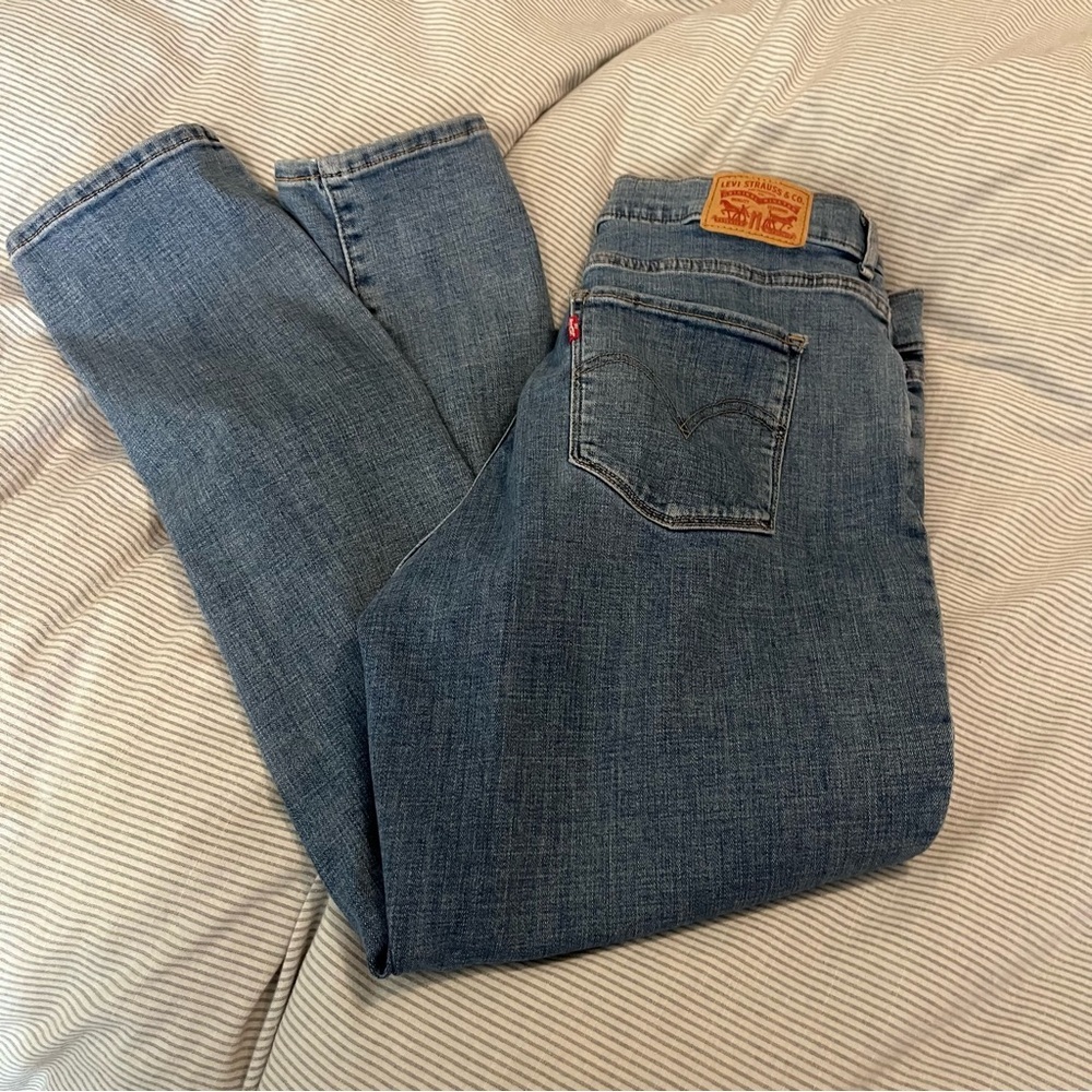 Levi's Women's Classic Crop Blue Jeans - Size 14 / W32 Elastane Retro - Picture 11 of 15
